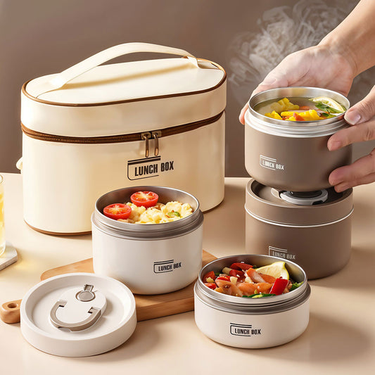 Boîte Repas Thermique (Lunch Box) avec Sac Isolé – 3 Pots